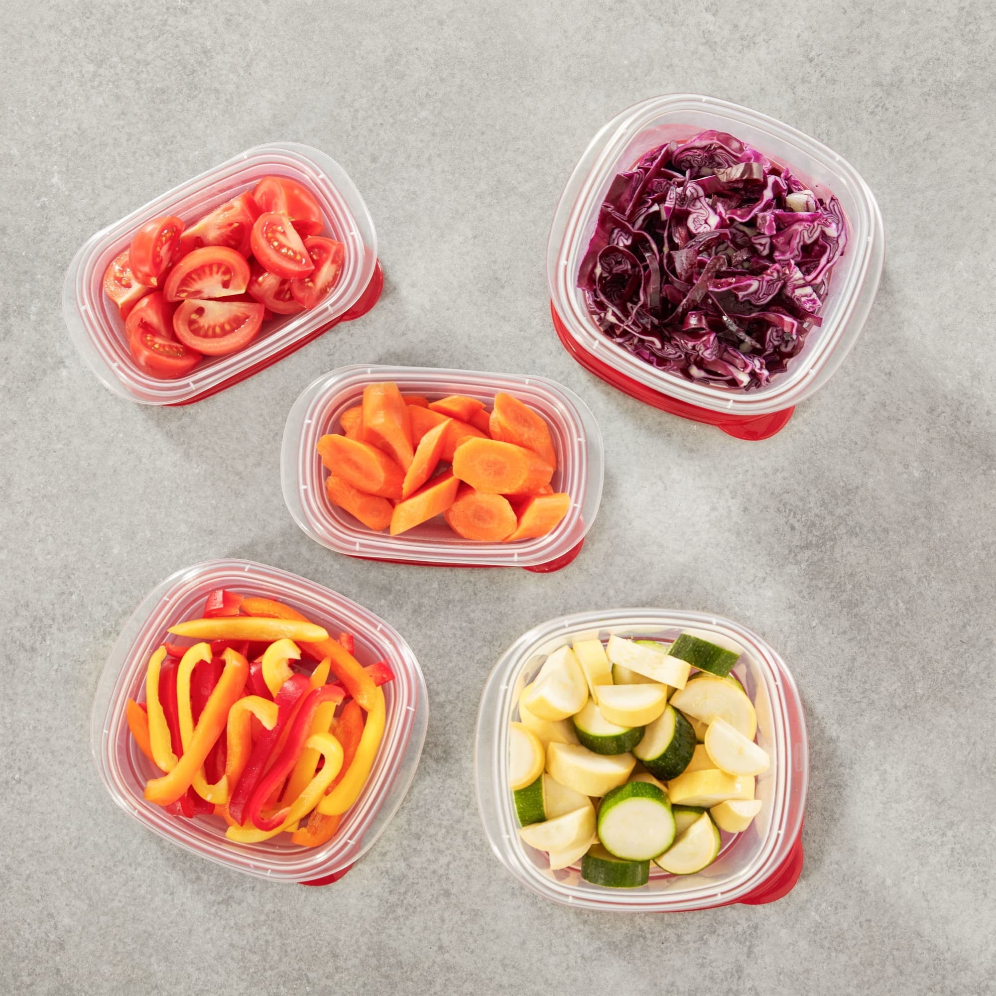 Square Food Storage Containers, Ruby Red, 10 pack