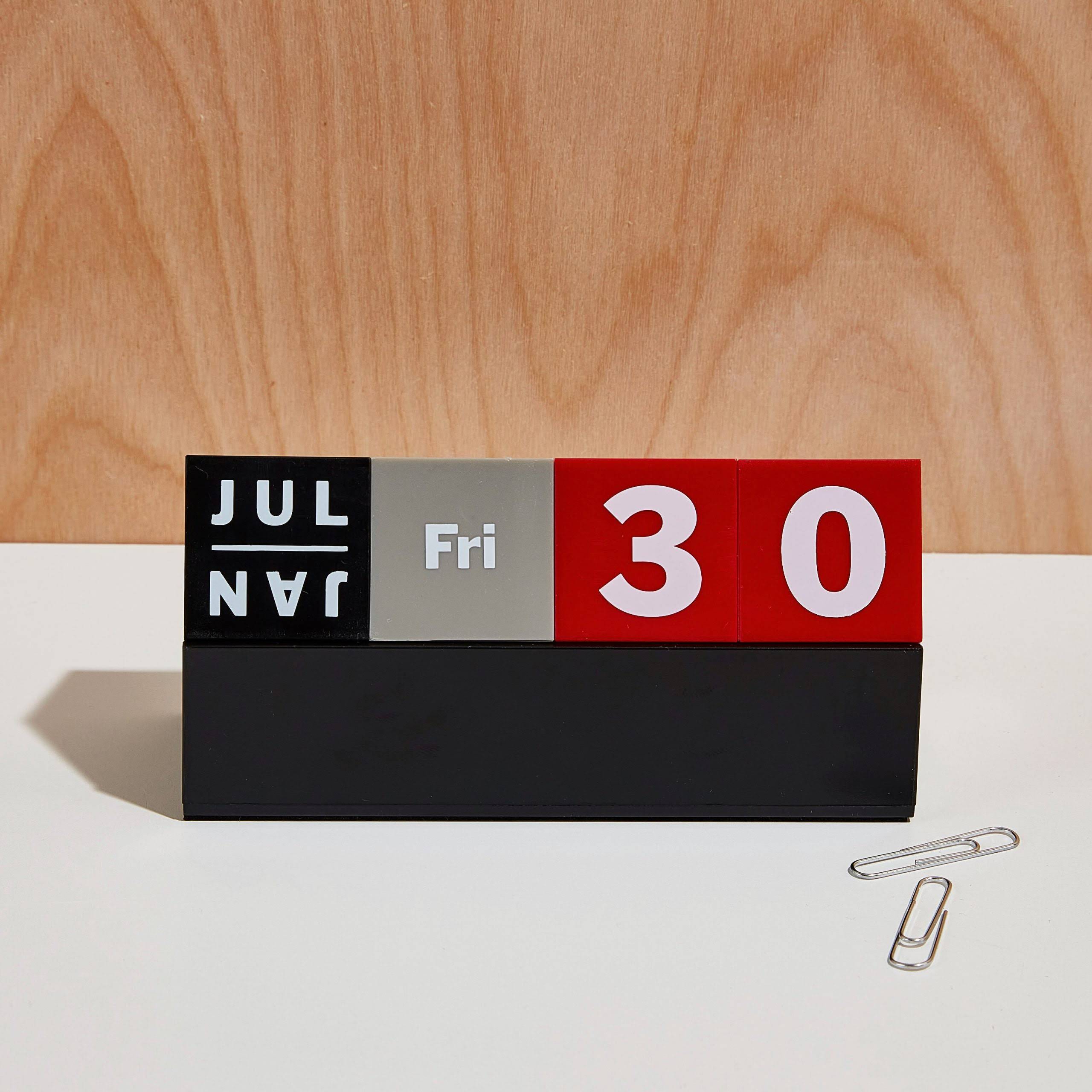 Perpetual Cubes Calendar - Red/ Grey/ Black