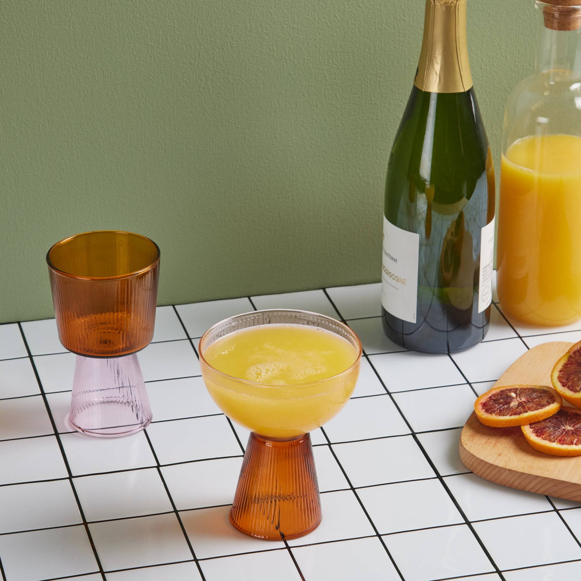Oorun Didun Glass Cups by Yinka Ilori - - Pink/ Amber