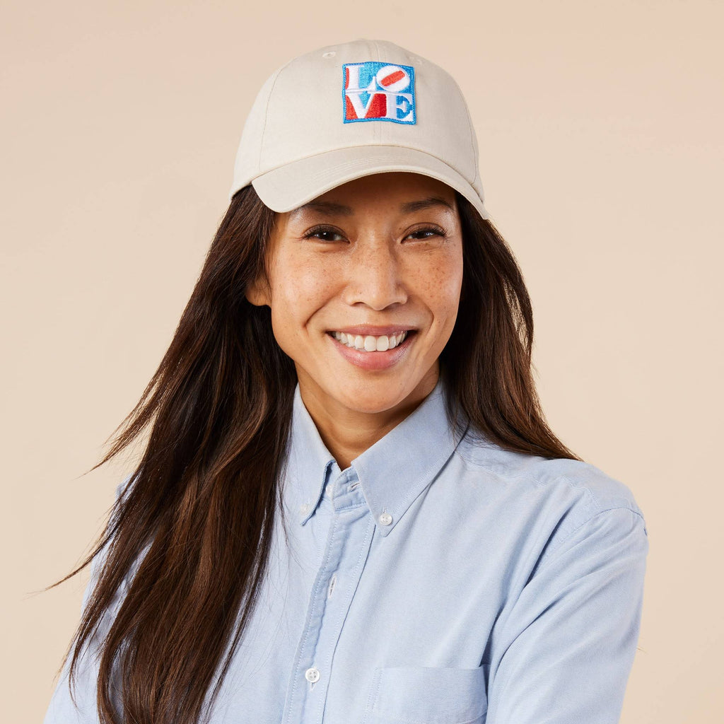 Robert Indiana LOVE Cotton Canvas Baseball Cap - Ivory