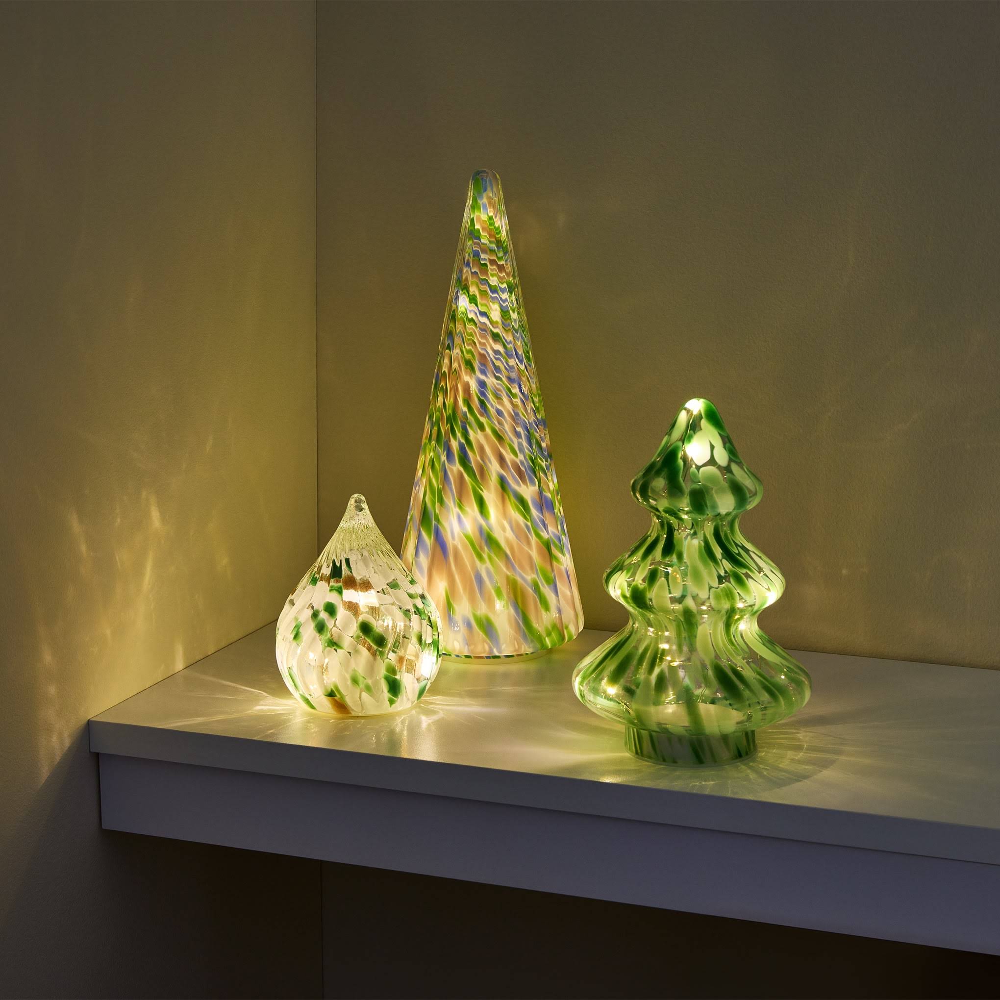 LED Lighted Marbled Glass Holiday Decor - Marbled Tree Flat