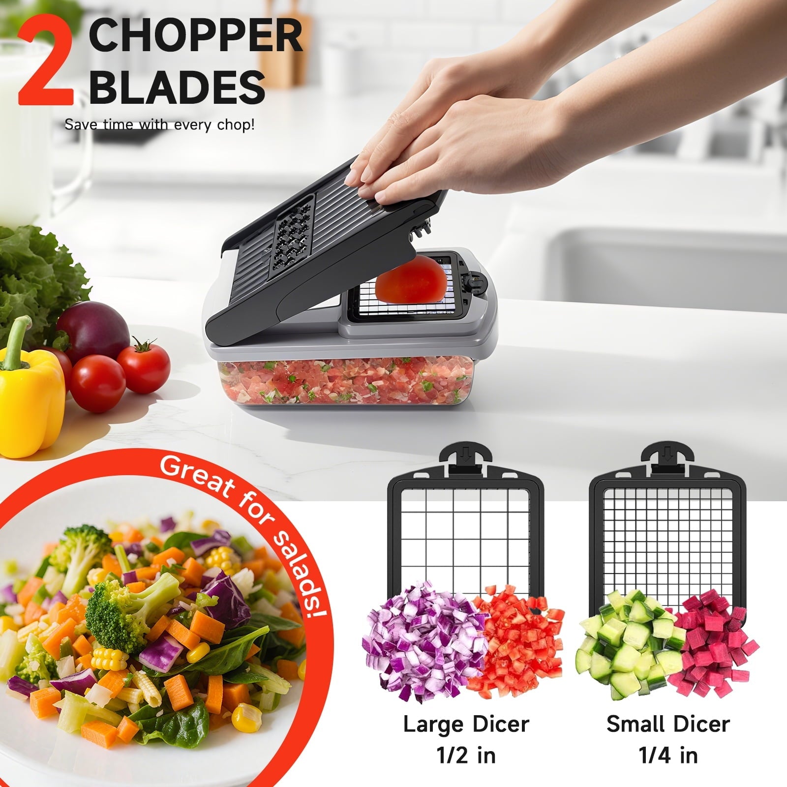 Vegetable Chopper Food Slicer, 15 in 1 Multi-Function Food Chopper for Onion, Veggie, Cheese Grater, Vegetable...