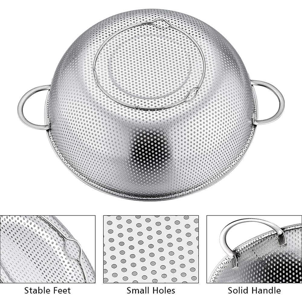 Colander Set of 3, Stainless Steel Micro-Perforated Colanders Strainers for Draining Rinsing Washing, Ideal f...