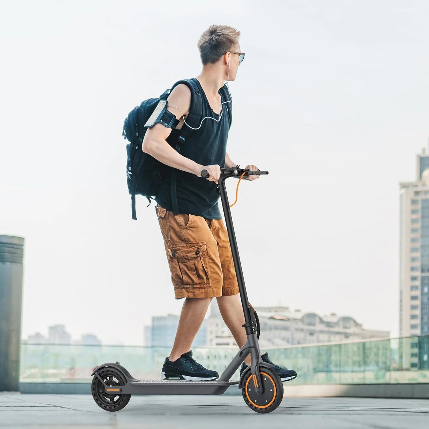 Electric Scooter, 350W/500W Powerful Motor, 8.5"/10" Solid Tires, 19/22Mph, 28/21/12 Miles Range,Dual Braking