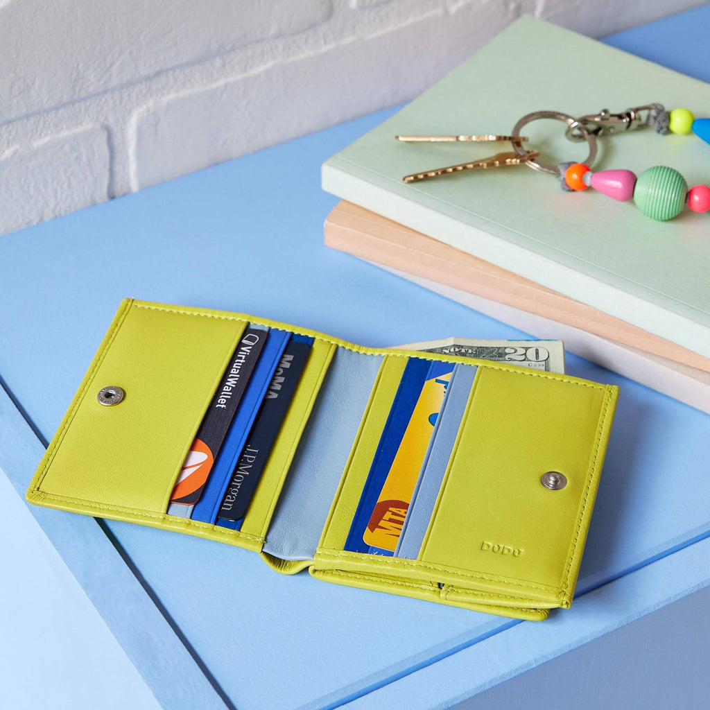Flavio Leather Snap Wallet - Lime