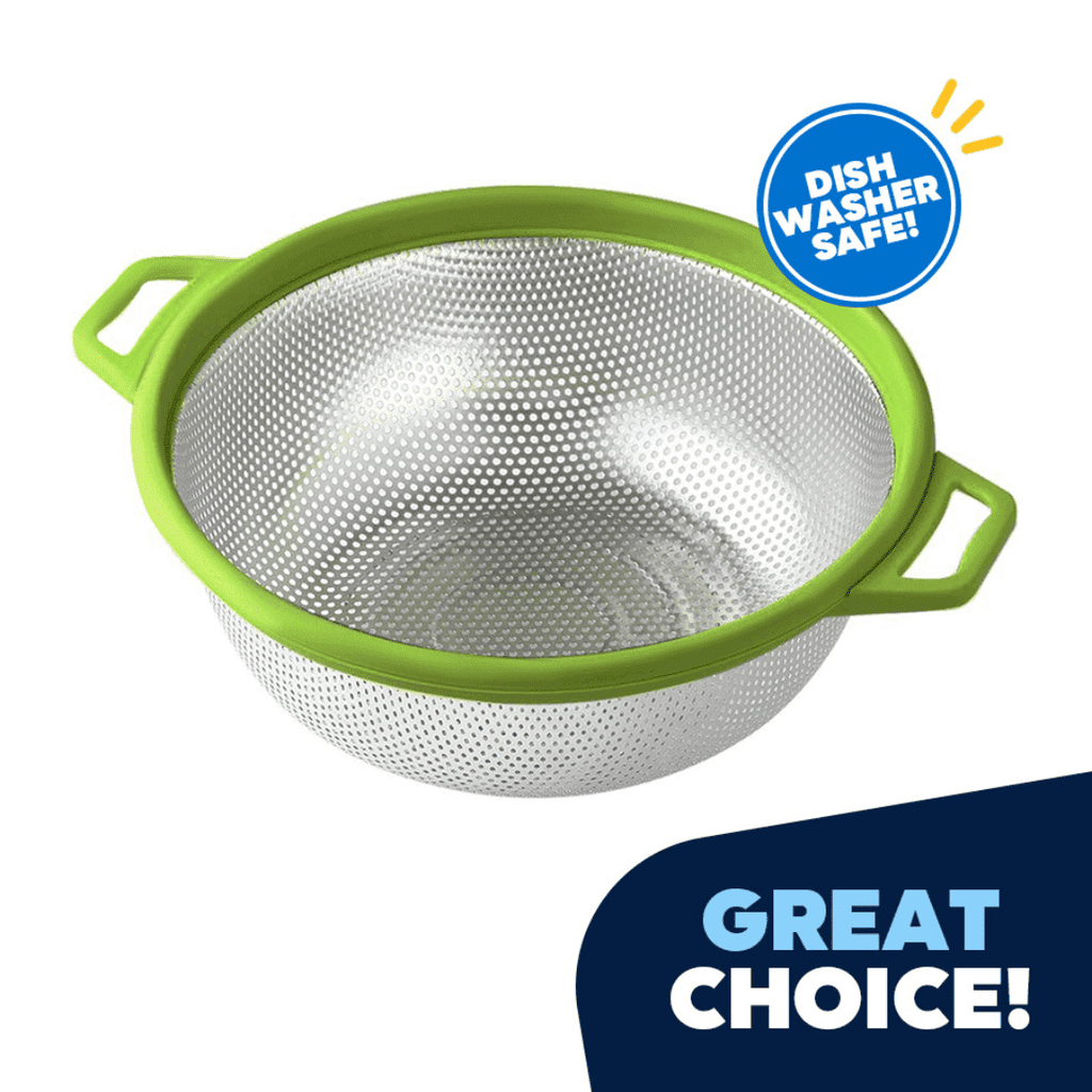 Stainless Steel Colander With Handles, Large Metal Green Mesh Strainer for Pasta, Spaghetti, Berry, Veggies, Fr...