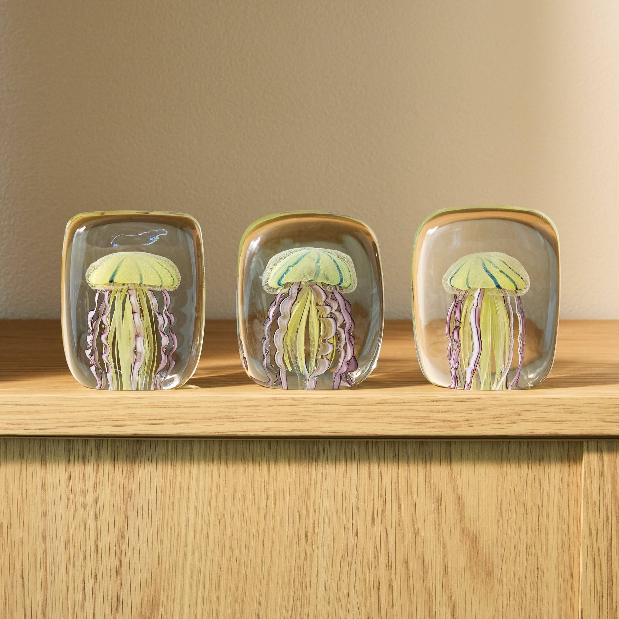 Jellyfish Glass Objet d'Art - Short Yellow