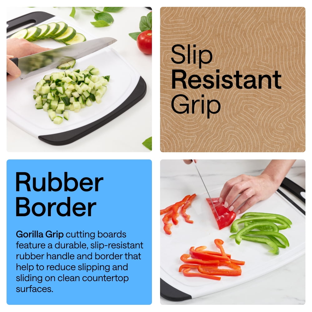 100% BPA Free Reversible Kitchen Cutting Board Set of 3, Juice Grooves, Dishwasher Safe, Black