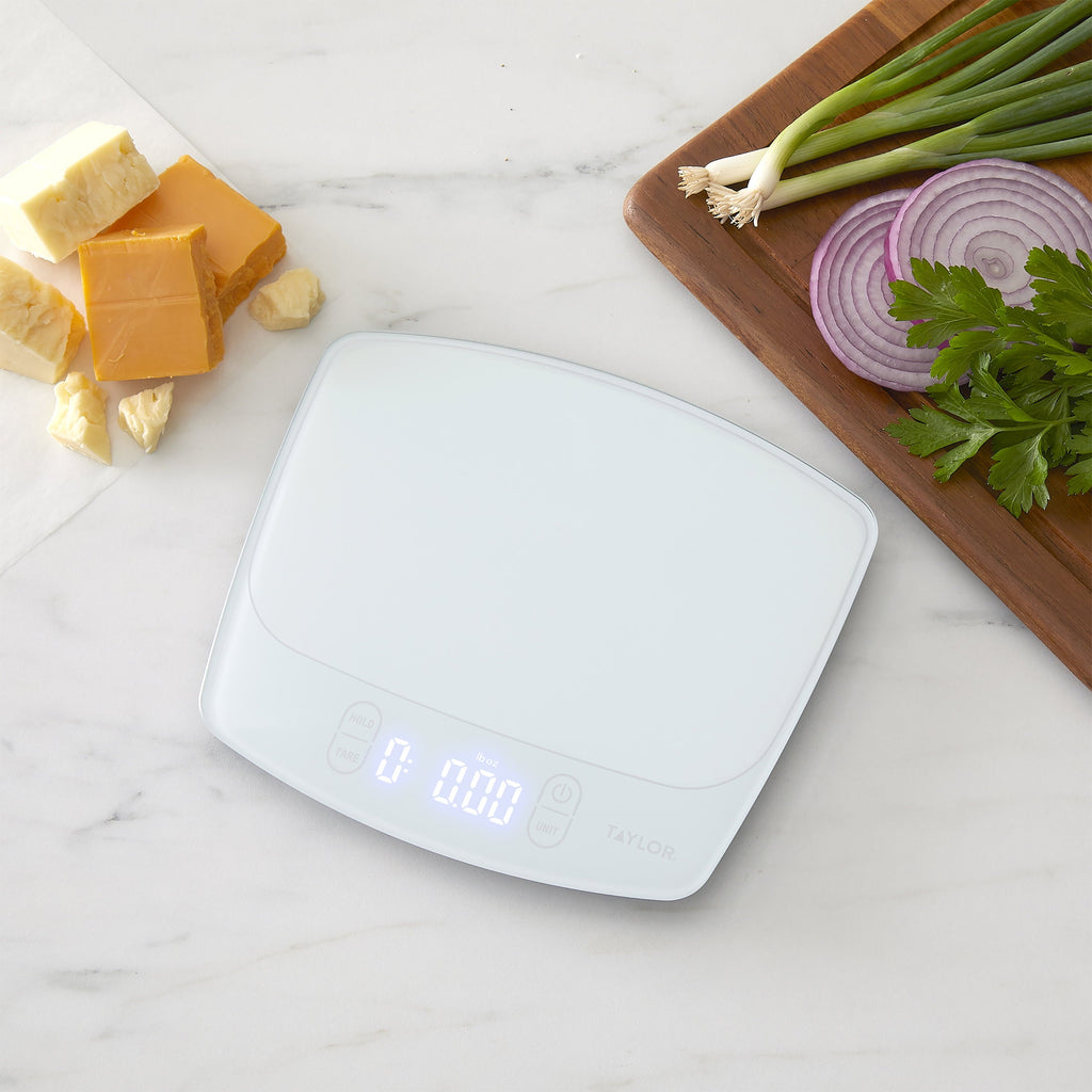 11lb Waterproof Digital Kitchen Scale and Food Scale for Baking, Cooking, Meal Prep and Portion Sizing White