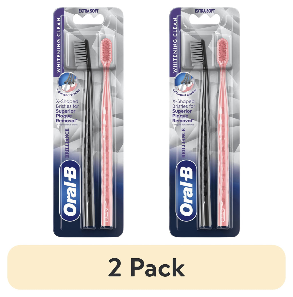 (2 pack)  Toothbrush Pro Whitening Brilliance, Extra Soft, Black and C, 2 Count