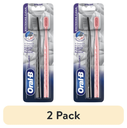 (2 pack)  Toothbrush Pro Whitening Brilliance, Extra Soft, Black and C, 2 Count