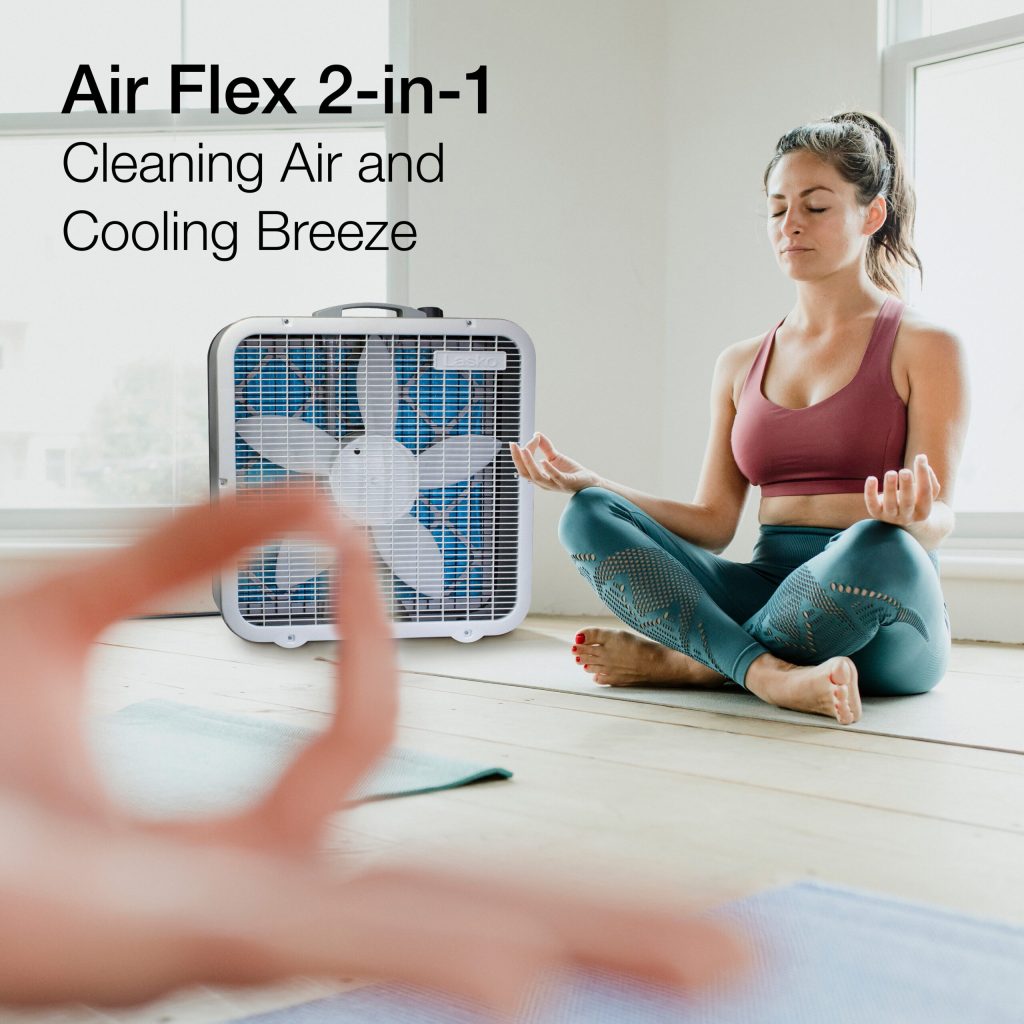 Lasko Air Flex 2-in-1 Box Fan &amp; Air Purifier, 20-Inch, 3 Speeds, White, FF305