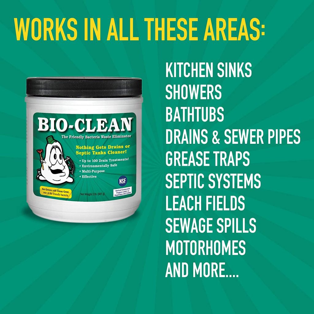 Bio-Clean Natural Drain Cleaner 2lb - Enzyme-Based, Eco-Friendly, 100 Treatments, Safe for Septic Tanks &amp; Grease Traps