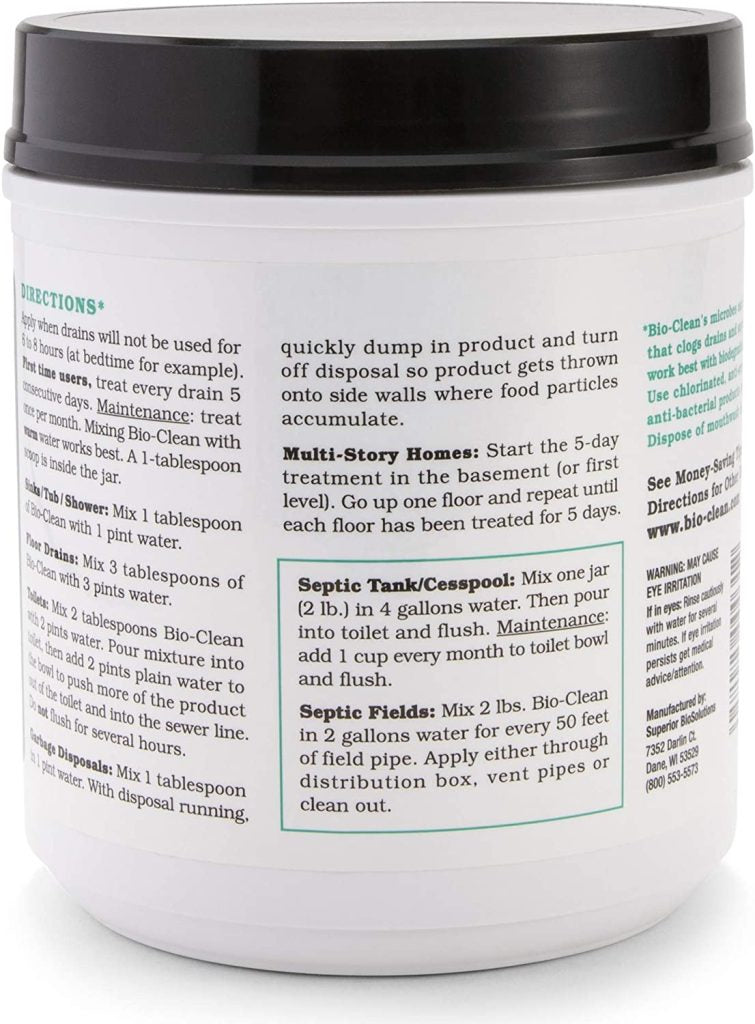 Bio-Clean Natural Drain Cleaner 2lb - Enzyme-Based, Eco-Friendly, 100 Treatments, Safe for Septic Tanks &amp; Grease Traps
