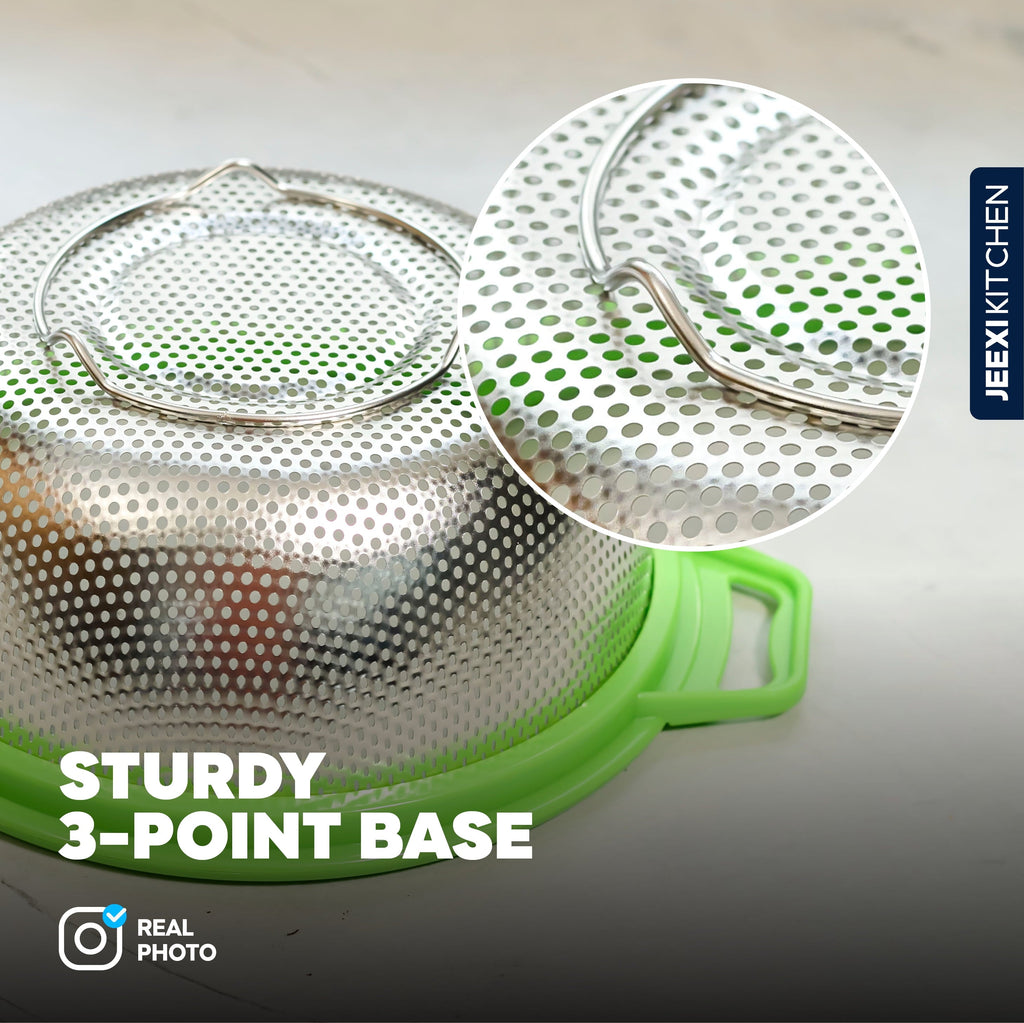 Stainless Steel Colander With Handles, Large Metal Green Mesh Strainer for Pasta, Spaghetti, Berry, Veggies, Fr...