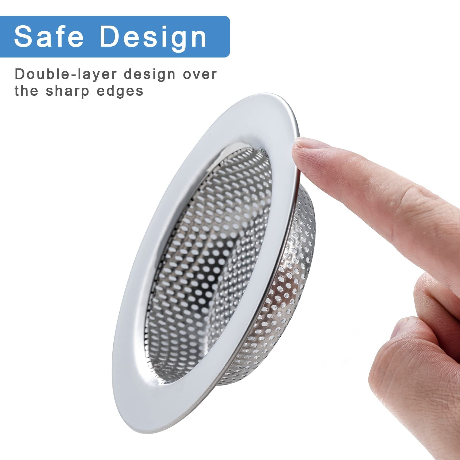 2 Pcs Sink Strainer for Most Kitchen Sink Drain Basket, Upgraded Double-Layer Safe Design Kitchen Sink Strain...