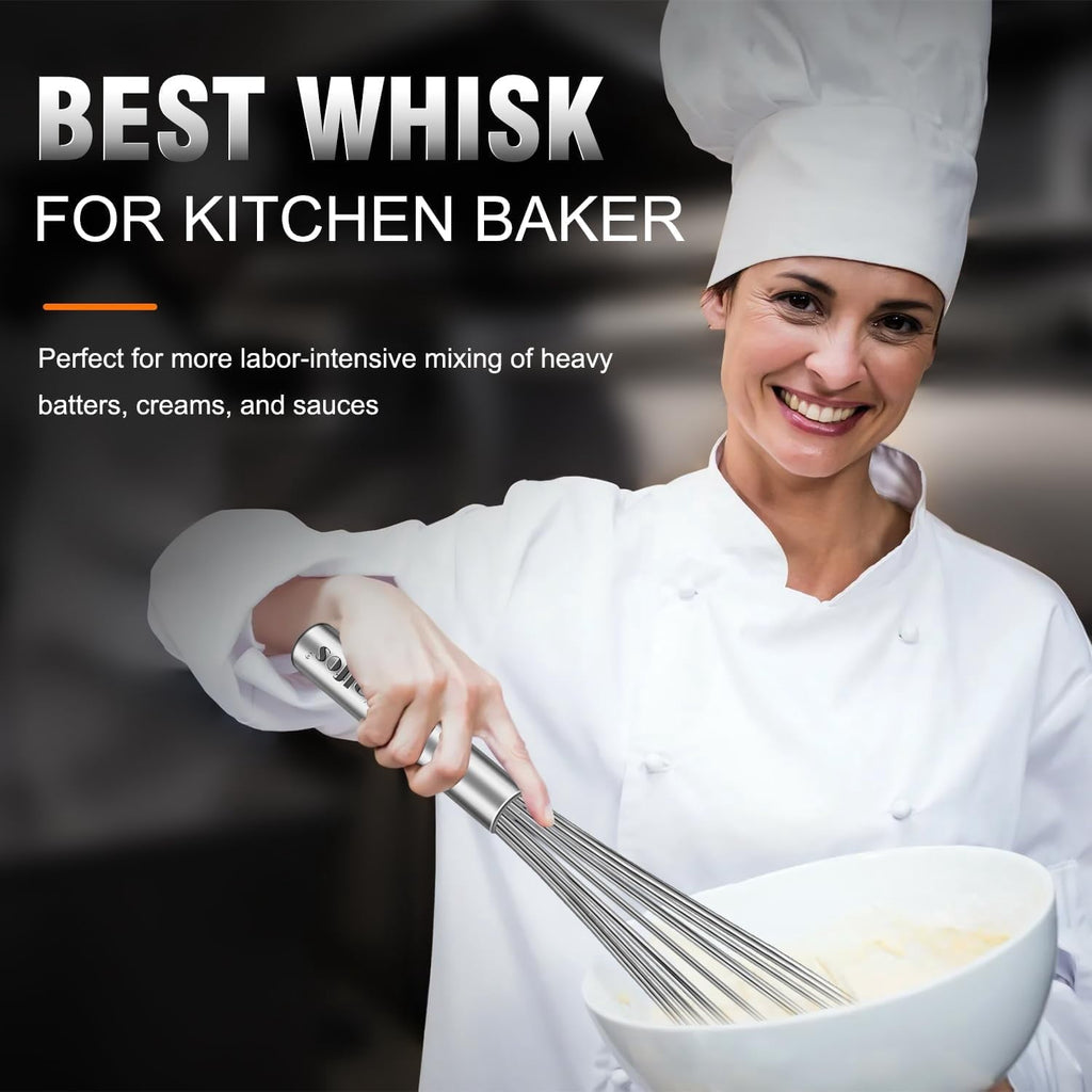 Whisk,14in Large Whisks, Heavy Duty Stainless Steel Wire Whisk for Blending, Whisking, Beating Suitable for st...