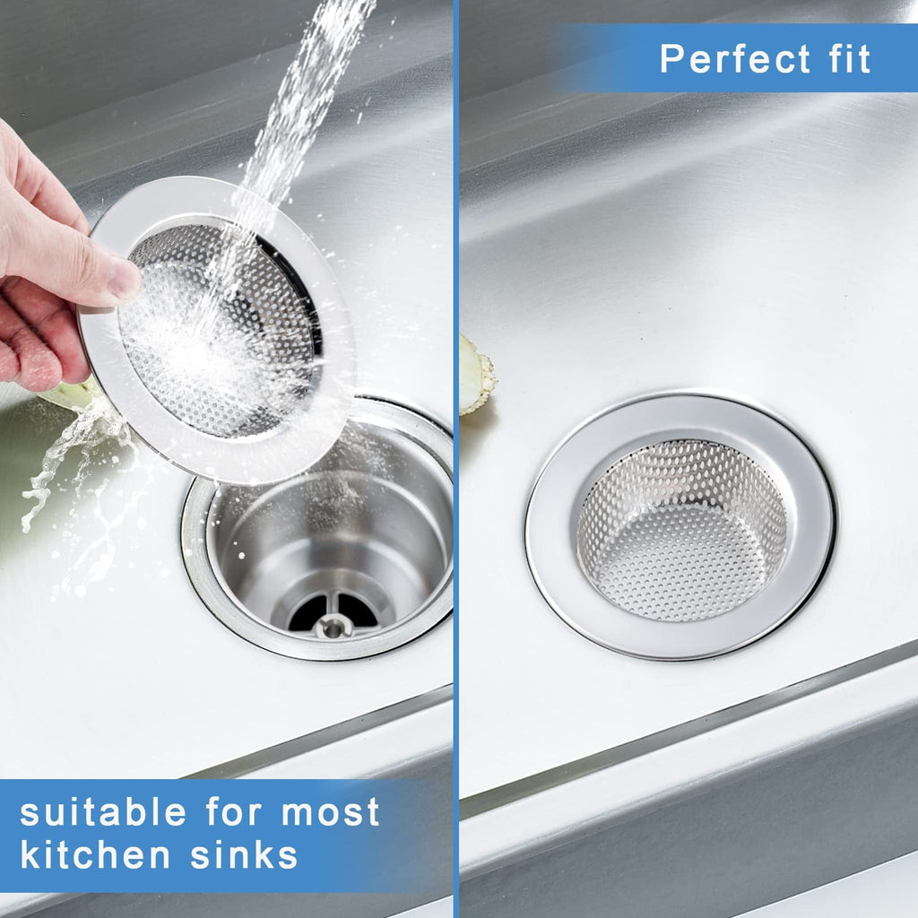 2 Pcs Sink Strainer for Most Kitchen Sink Drain Basket, Upgraded Double-Layer Safe Design Kitchen Sink Strain...