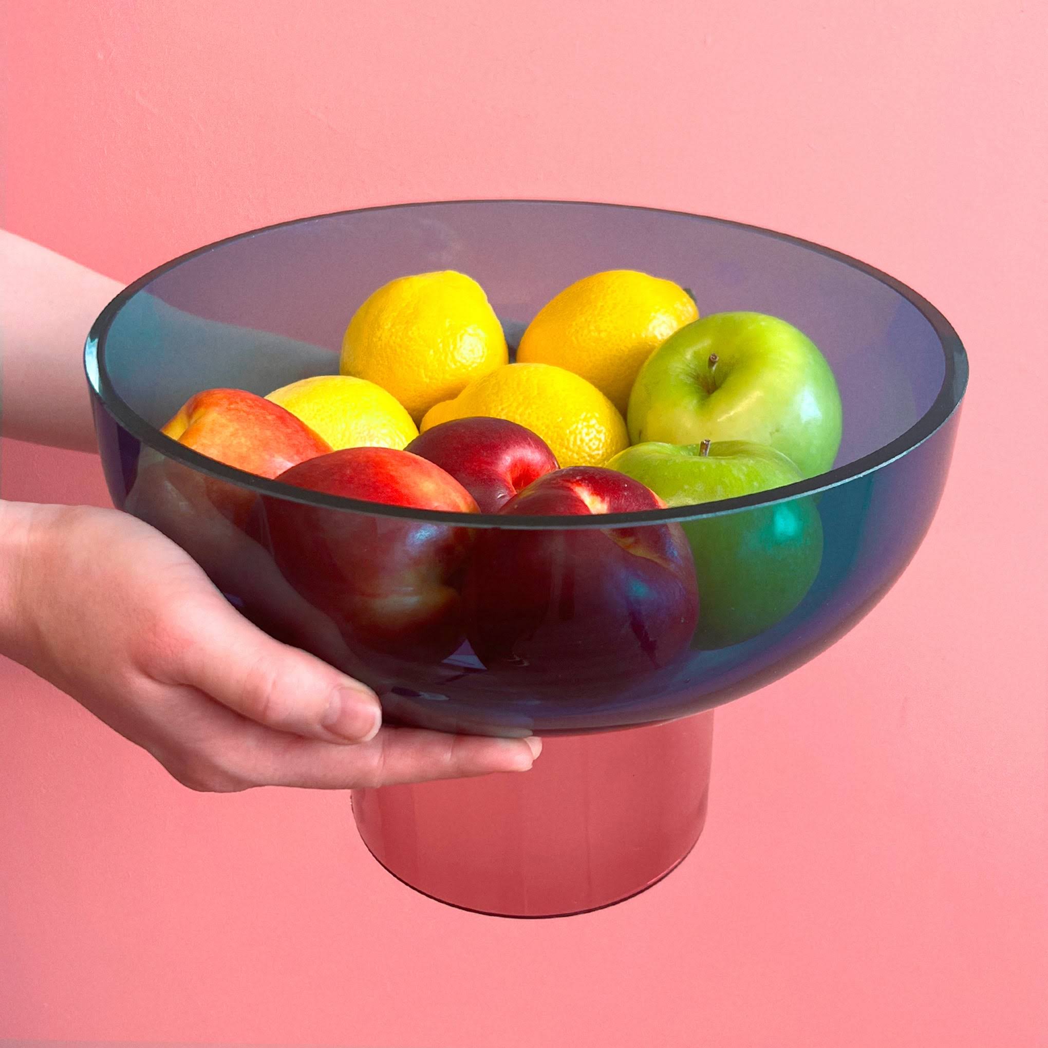 Dual Color Glass Fruit Bowl - Blue/ Pink