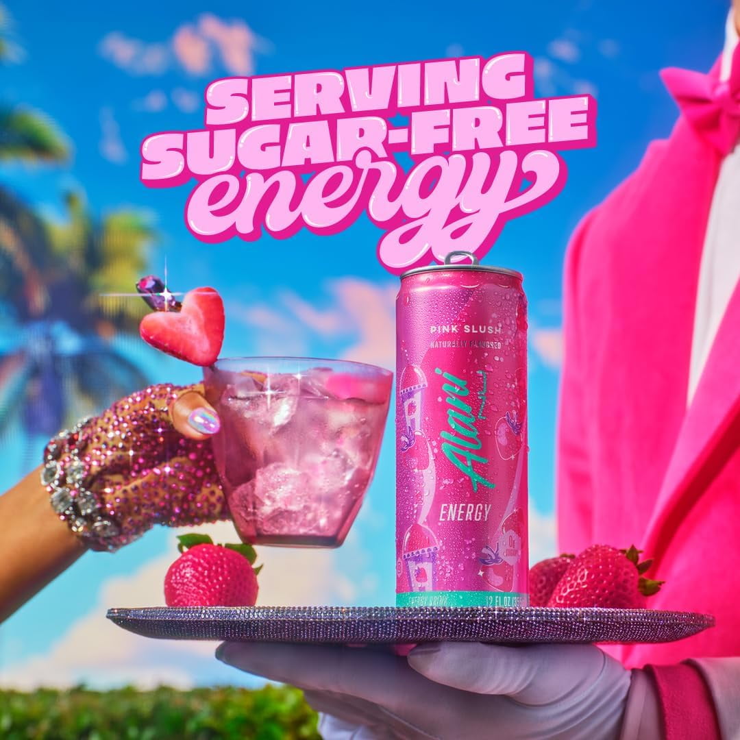 Energy Drinks Strawberry Sunrise, Pink Slush, Juicy Peach Flavors Variety Pack Sugar-Free, Low-Calorie, 200mg Caffeine, 12 fl oz (Pack of 6)