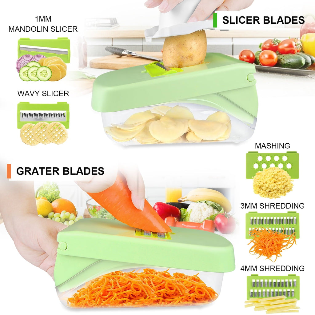 16 in 1 Vegetable Chopper, Multifunctional Veggie Chopper for Salad Garlic Carrot Egg Separator Food Chopper w...