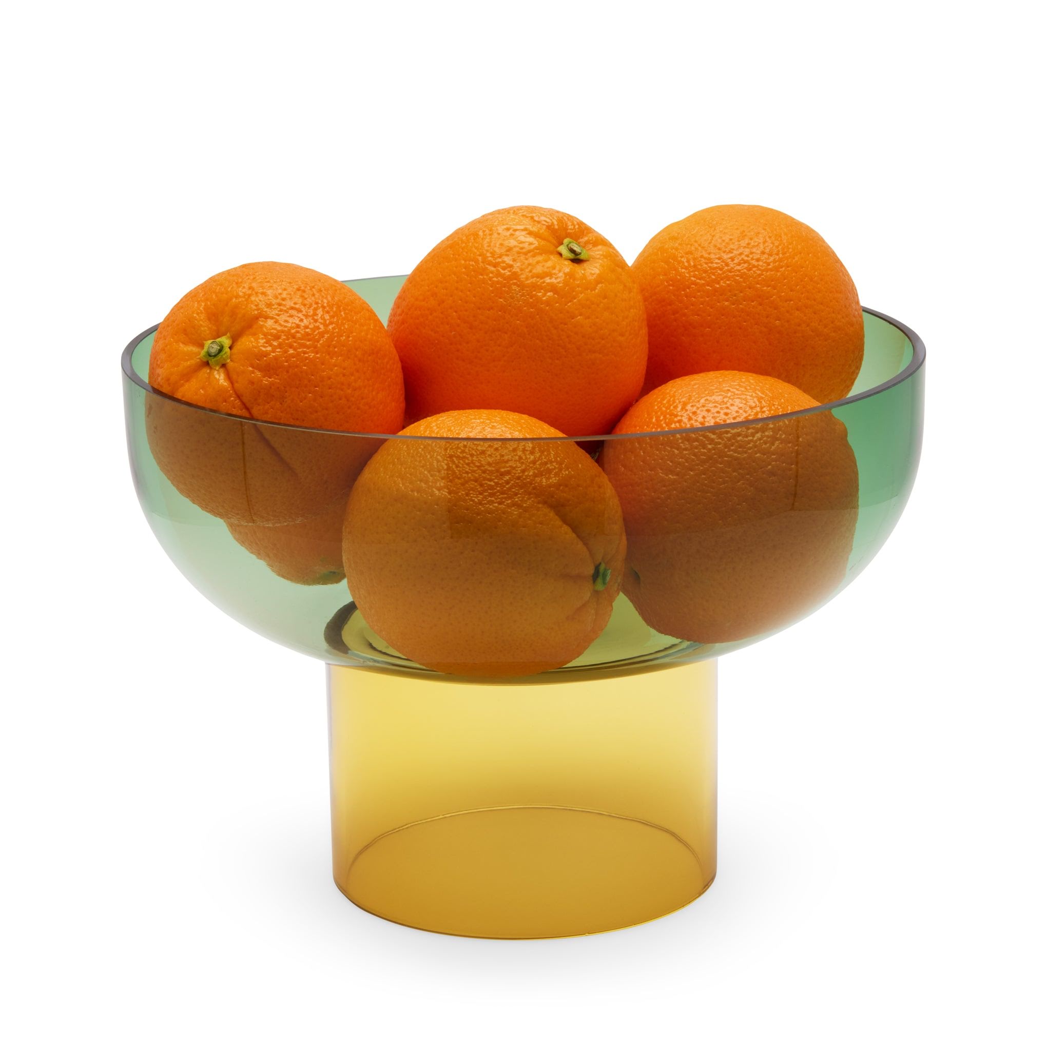 Dual Color Glass Fruit Bowl - Green/ Yellow