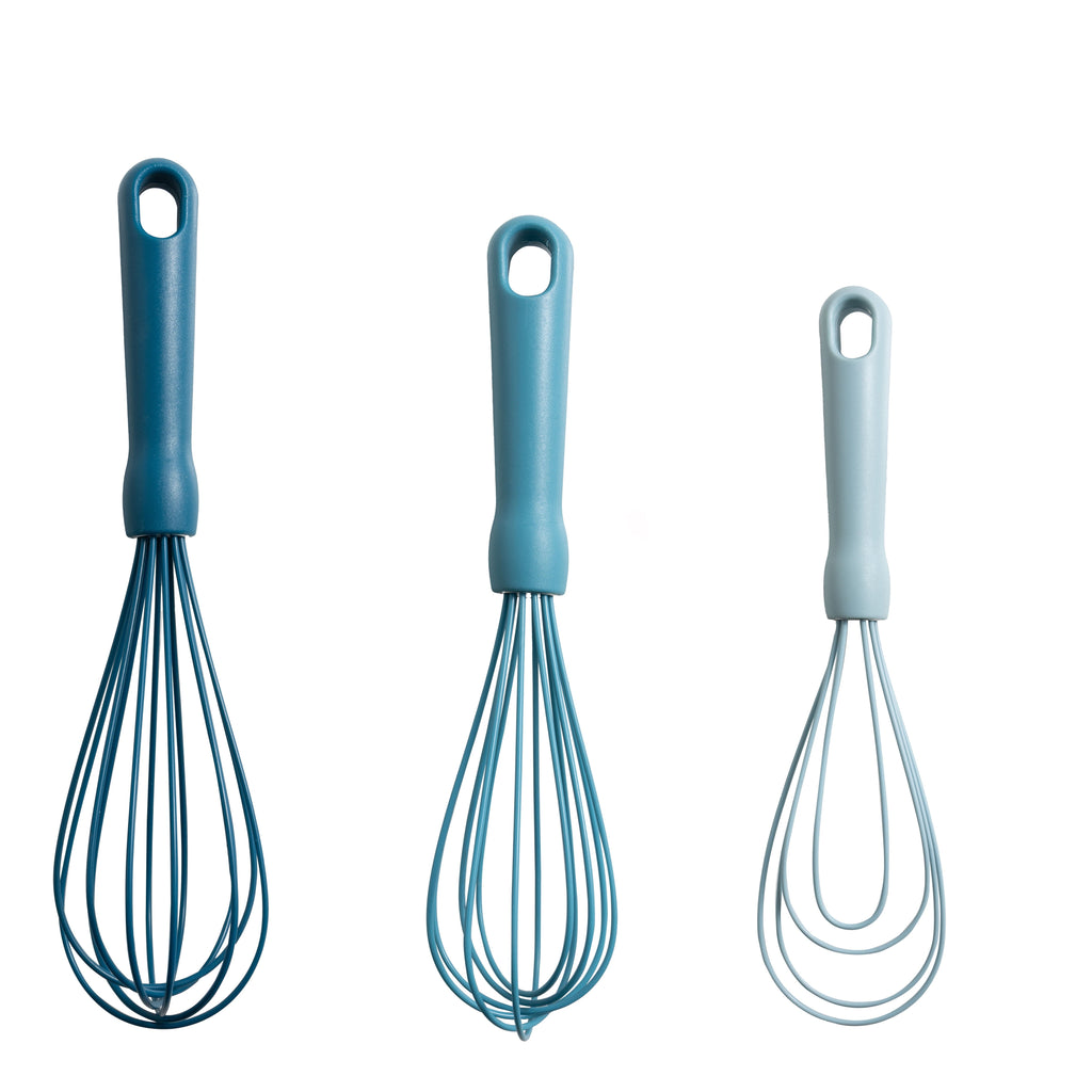 3-Piece Silicone Whisk Set, 10.5"/10.4"/9.6" L, Blue Color