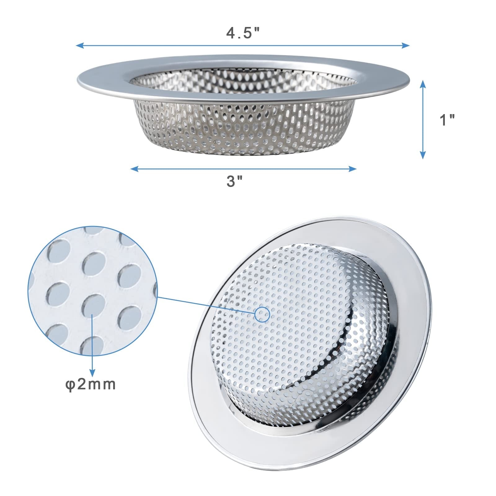 2 Pcs Sink Strainer for Most Kitchen Sink Drain Basket, Upgraded Double-Layer Safe Design Kitchen Sink Strain...