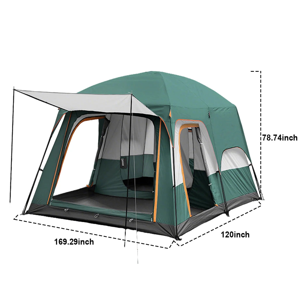 KFeng 12 Person Tents for Camping - 2Rooms 3Doors&3Windows Mesh,Suitable for Outdoor/Picnic,Brown