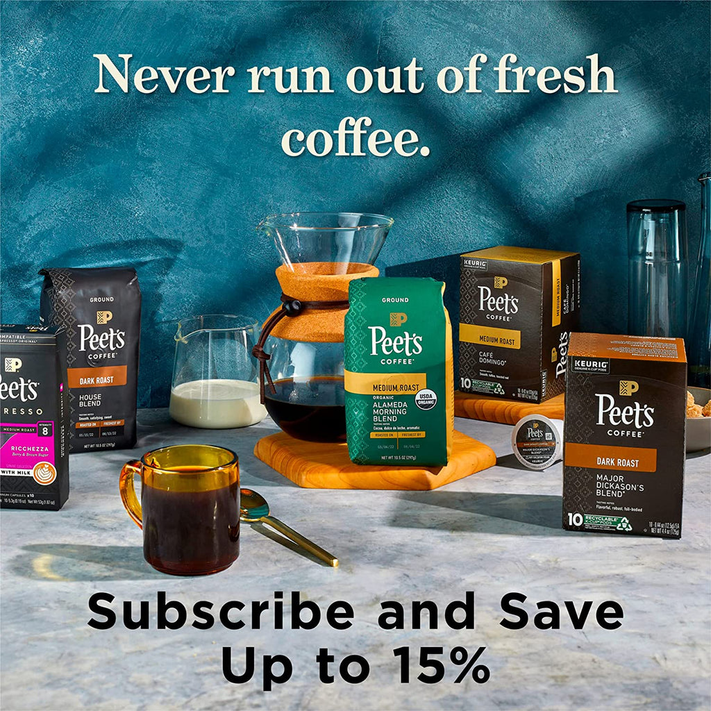 Peet's Coffee Dark Roast Decaffeinated Coffee Decaf House Blend 88 Count (4 Boxes of 22 K-Cup Pods)