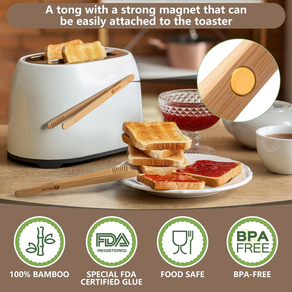 Bamboo Toast Tongs - Wood Cooking Tong,Ideal for Toaster,Fruits, Bread & Pickles, Kitchen Utensil fo...