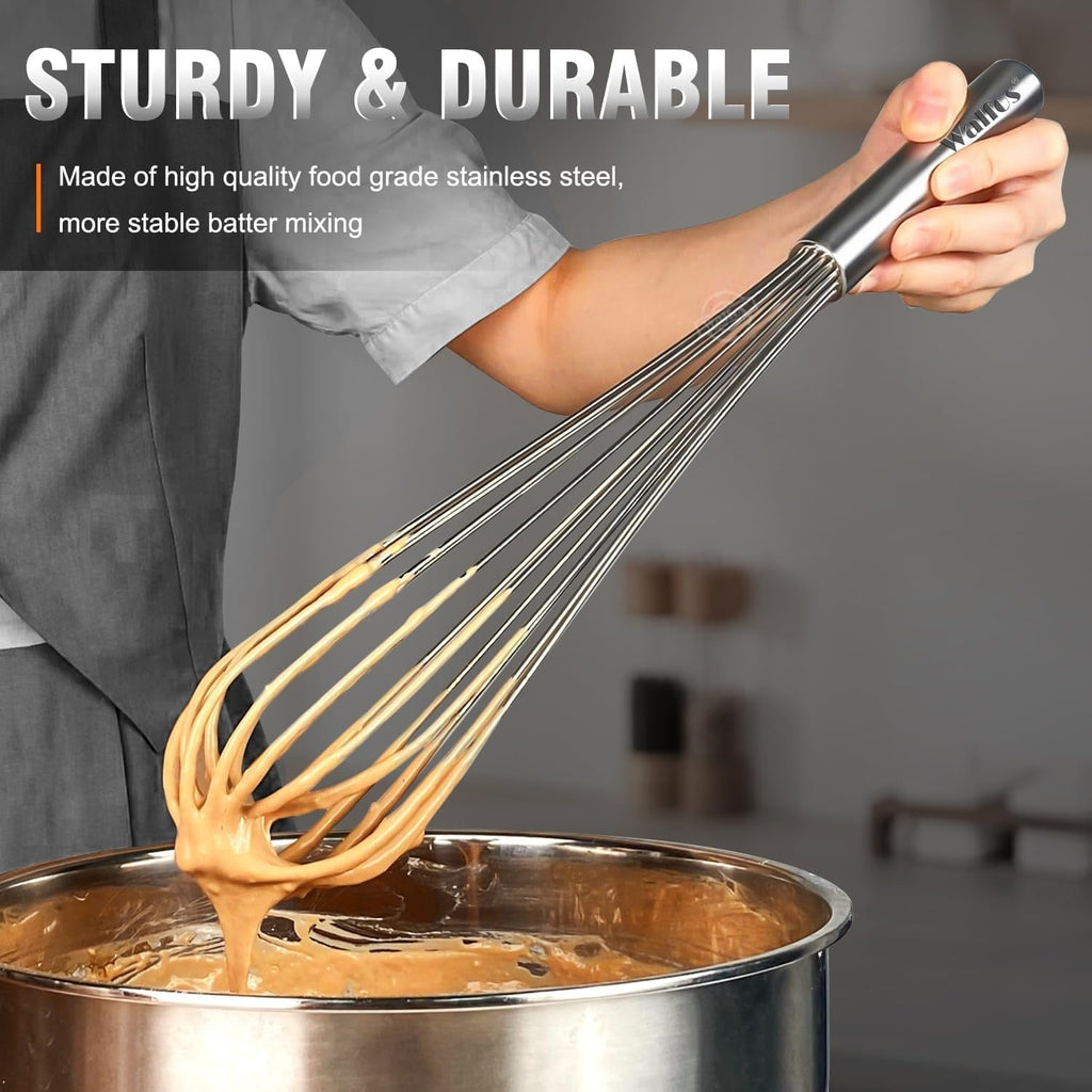 Whisk,14in Large Whisks, Heavy Duty Stainless Steel Wire Whisk for Blending, Whisking, Beating Suitable for st...