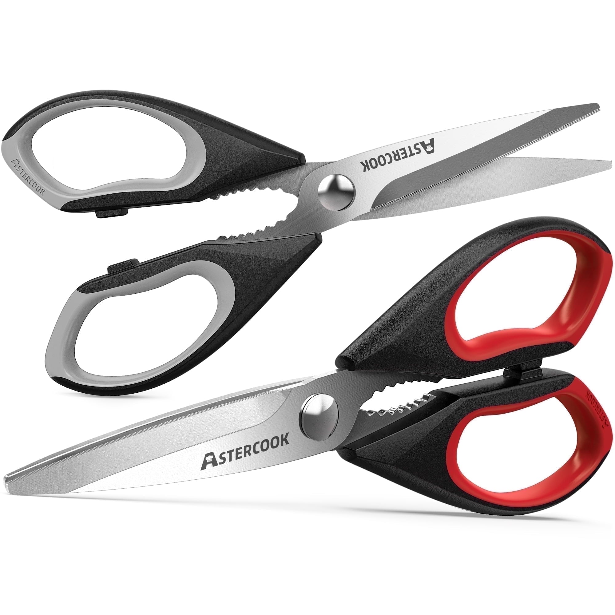 2 Pcs Kitchen Scissors, Heavy Duty Shears with Serrated Blade, Ergonomic Handle Food Scissor for Poultry, H...