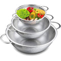 Colander Set of 3, Stainless Steel Micro-Perforated Colanders Strainers for Draining Rinsing Washing, Ideal f...