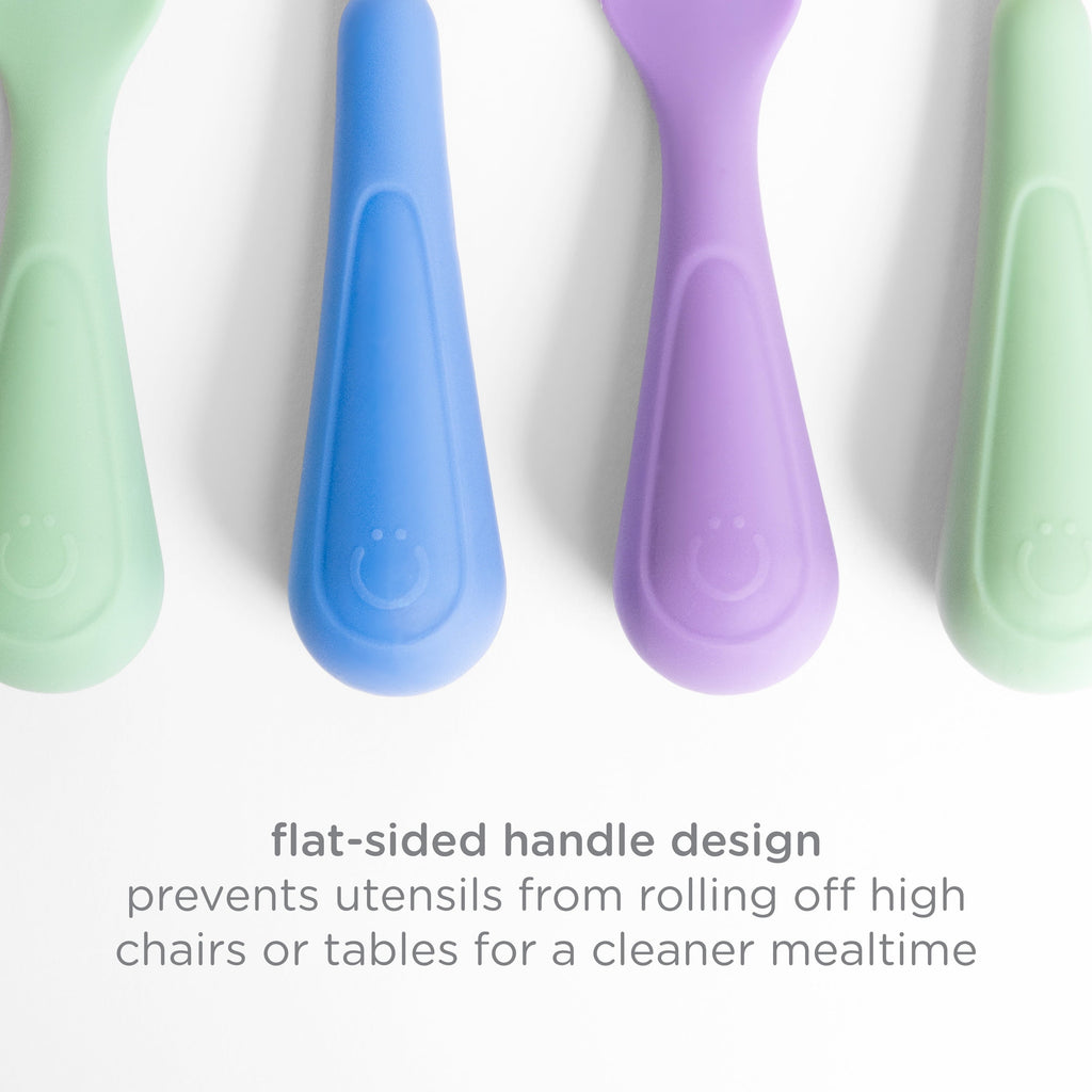 Silicone Toddler Training Spoons, Baby, Silicone Flatware Sets, 3 Pack