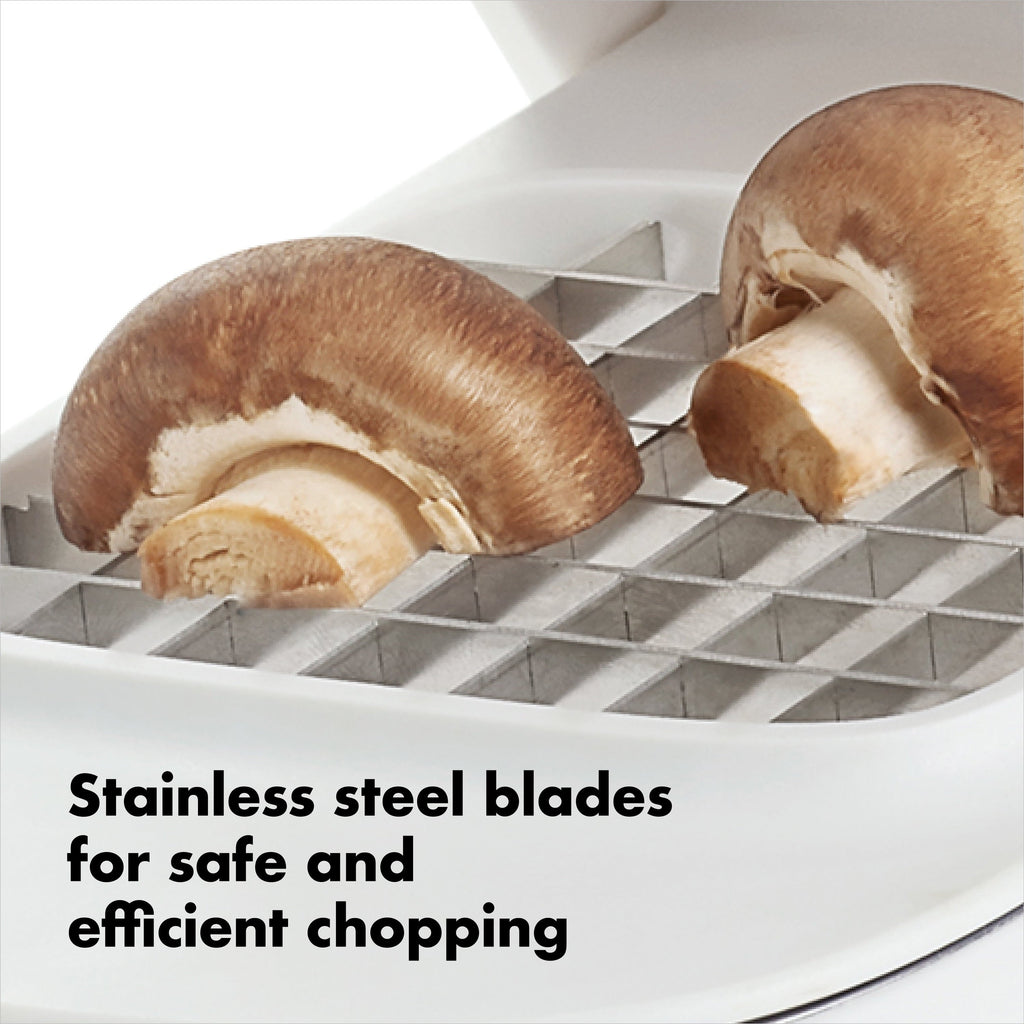 Stainless Steel Blade Vegetable Chopper with Easy Pour Opening