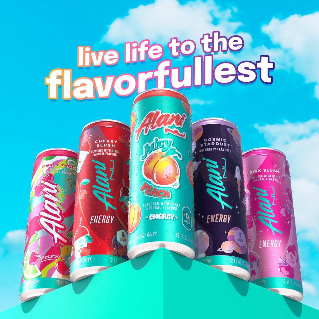 Sugar Free Energy Drink, Juicy Peach, 12 fl oz, 6 Pack, Cans, 200mg Caffeine