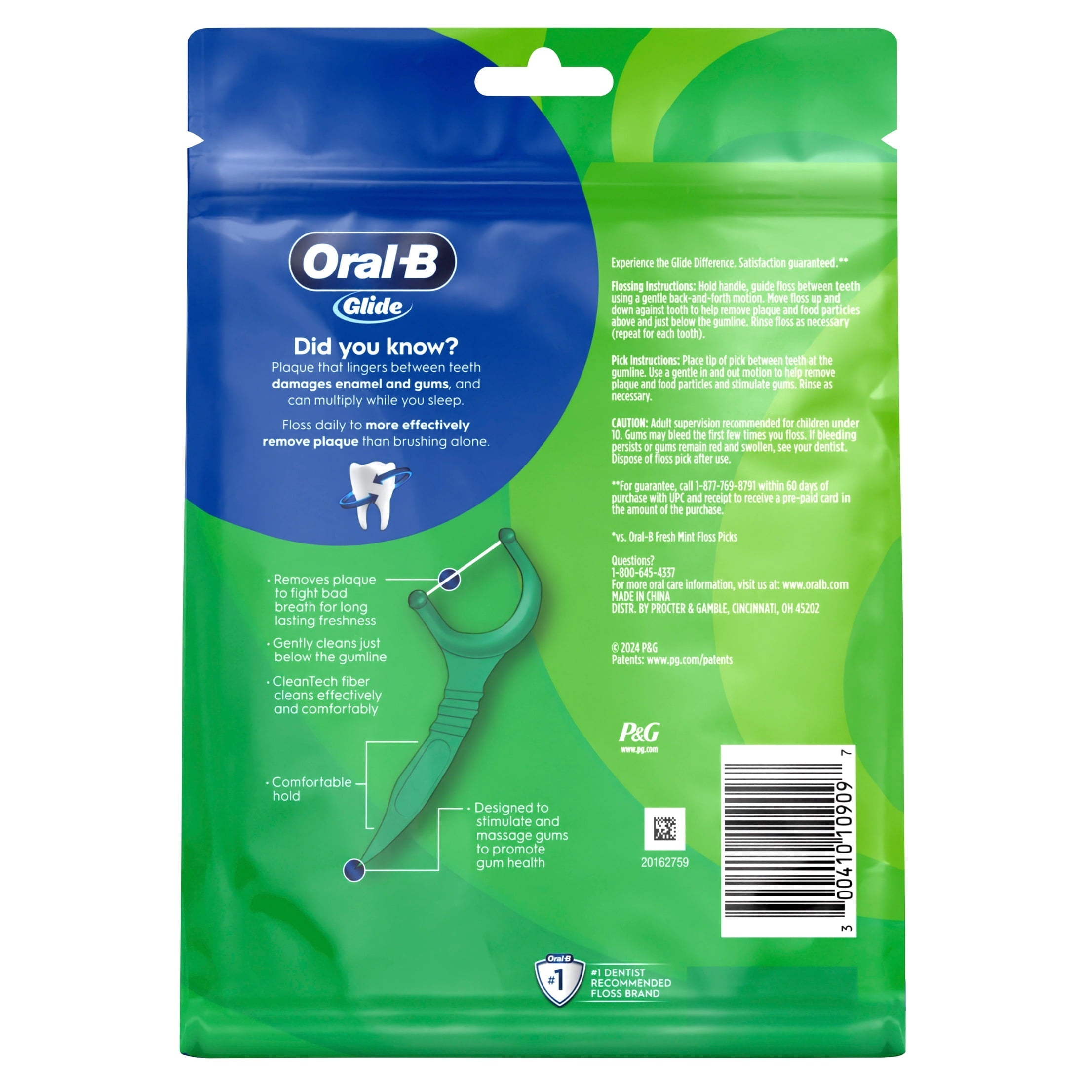 Floss, Glide Mint Dental Floss Picks with Long Lasting Scope Flavor, 75 Picks
