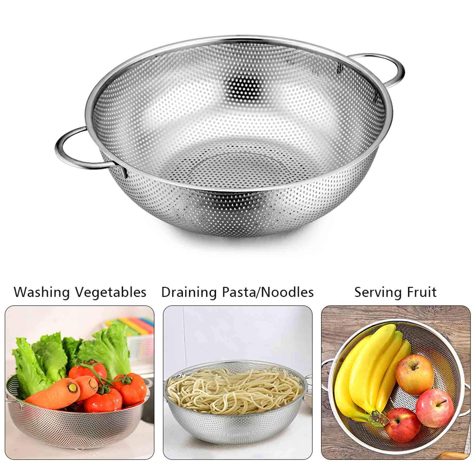 Stainless Steel Colander Set of 3, Micro-Perforated Colanders Strainers for Draining Rinsing - 1/3/5 Quart