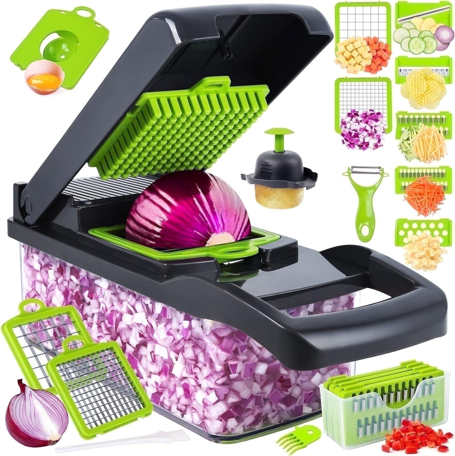 Vegetable Chopper, Pro Onion Chopper, 14 in 1Multifunctional Food Chopper, Kitchen Vegetable Slicer Dicer Cutter,Vegg...