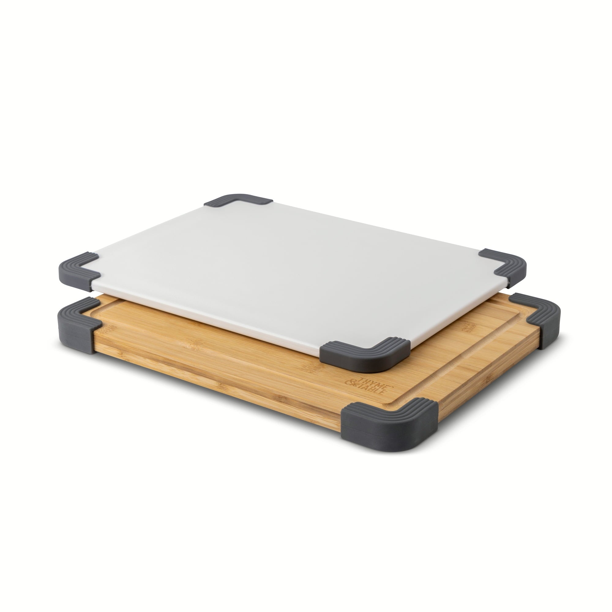 2-Piece 11"x14" Poly and Wood Cutting Board Set - White