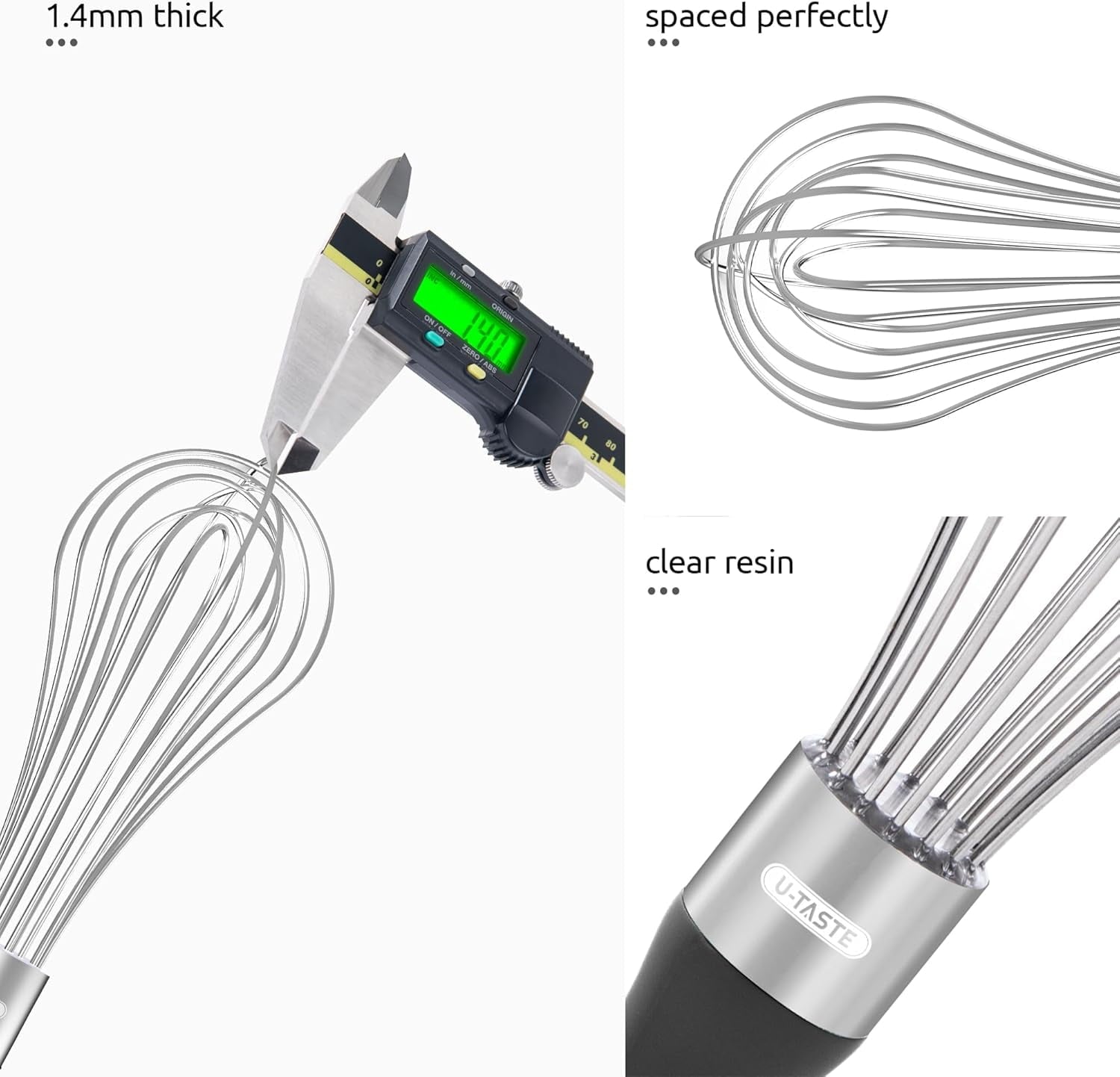 Whisk for Cooking: 18/10 Stainless Steel Kitchen Wire Whisk, Medium Heavy Duty Egg Beater, Manual Bak...