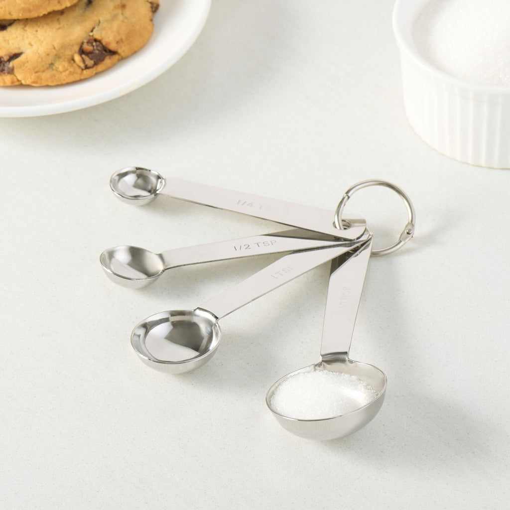 Kitchen Stainless Steel 4-Piece Nesting Measuring Spoons Set, Stainless Steel Finish