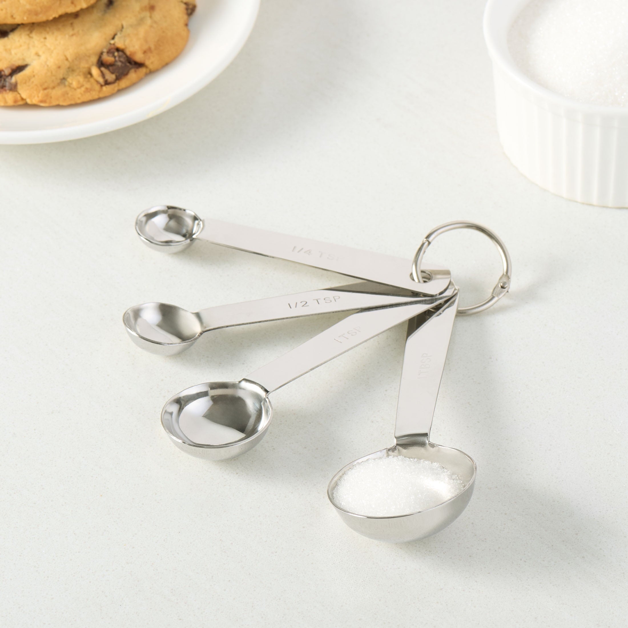 Kitchen Stainless Steel 4-Piece Nesting Measuring Spoons Set, Stainless Steel Finish