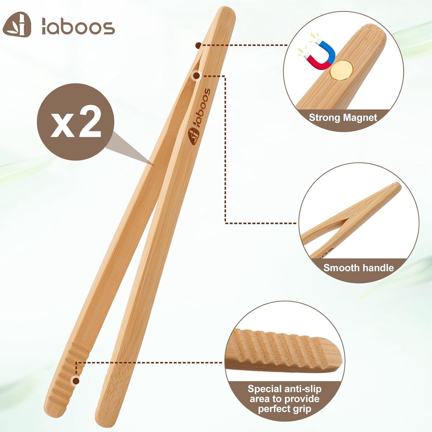 Bamboo Toast Tongs - Wood Cooking Tong,Ideal for Toaster,Fruits, Bread & Pickles, Kitchen Utensil fo...