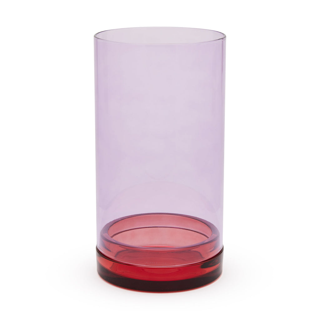 Glass Hurricane Lantern Candle Holder - Violet/ Red