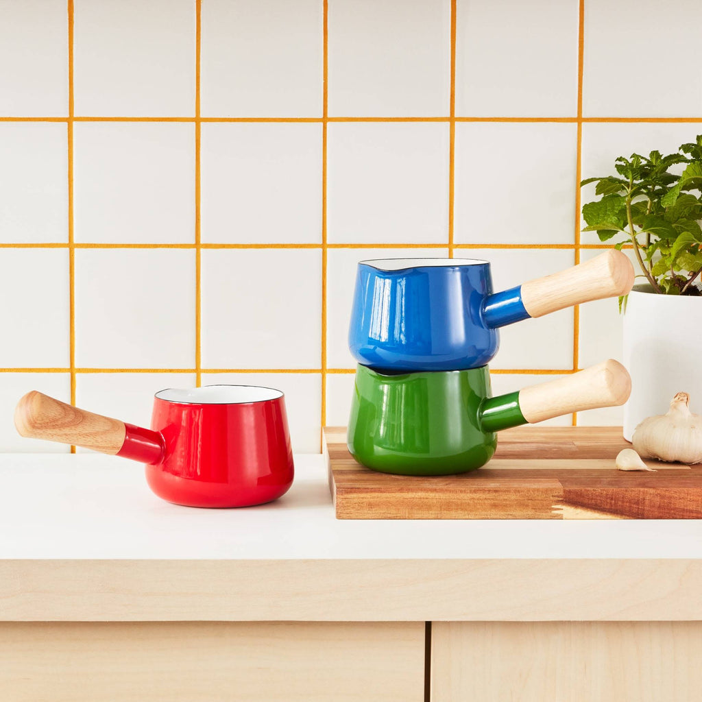 Porcelain Enamel Milk Pan - Green