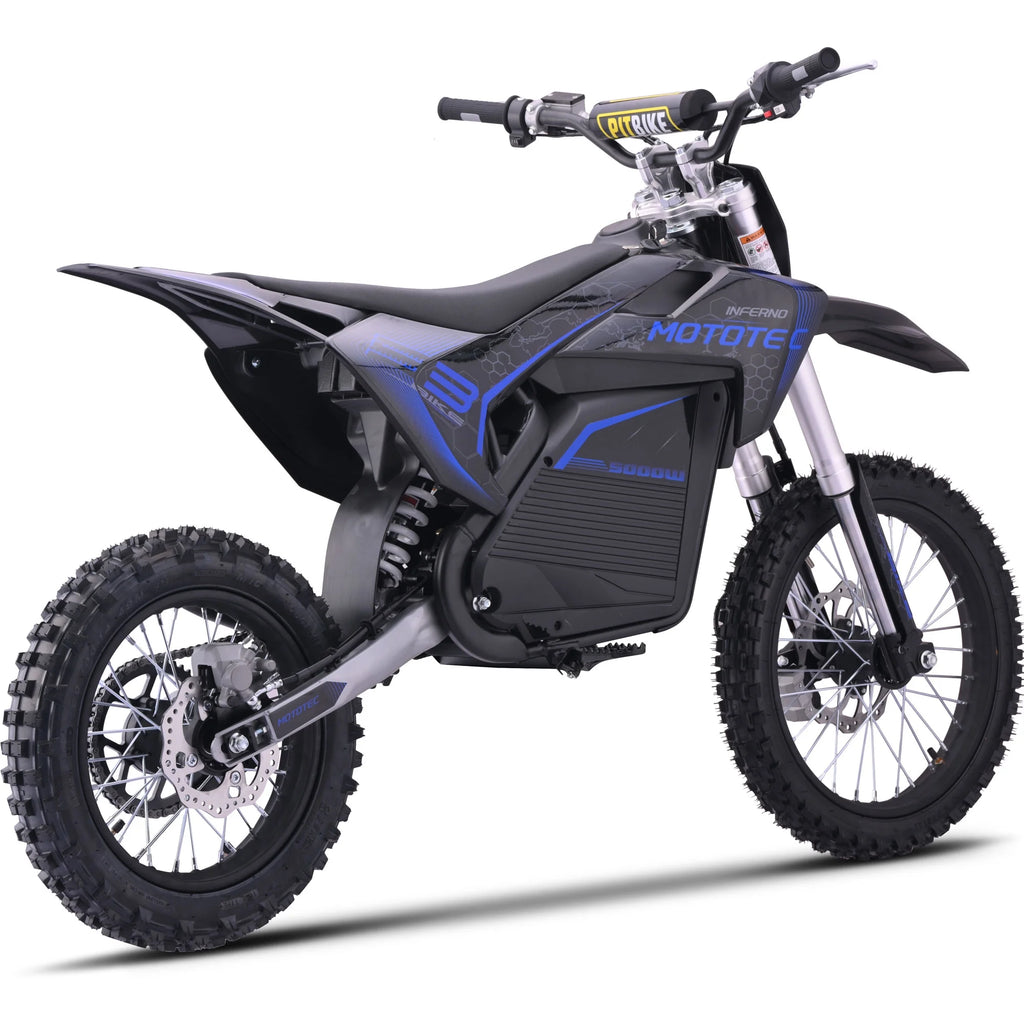 MotoTec 72v Pro Electric Dirt Bike 5000w Lithium Blue