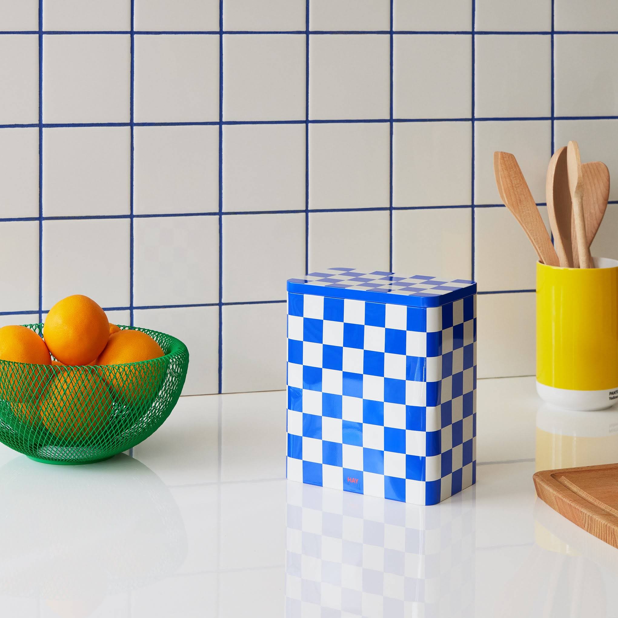 HAY Tin Container - Blue/ Off White