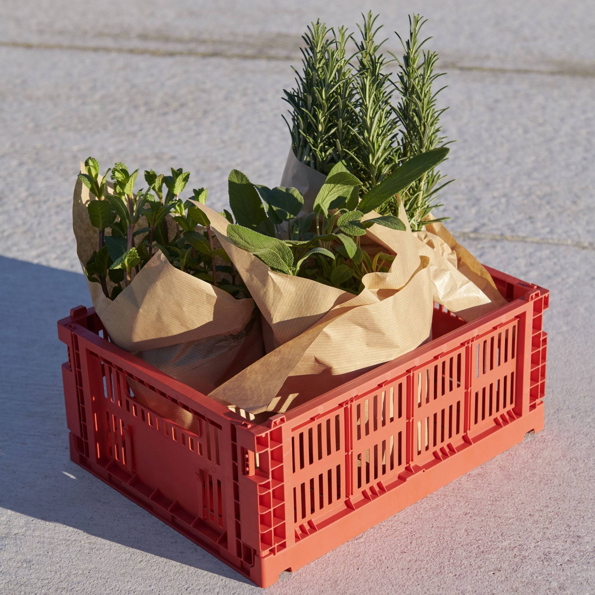HAY Recycled Plastic Collapsible Color Crate - Red